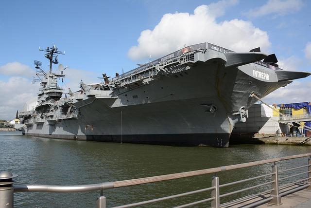 Decommissioned Naval Aircraft Carrier Journeying Through Delaware Bay