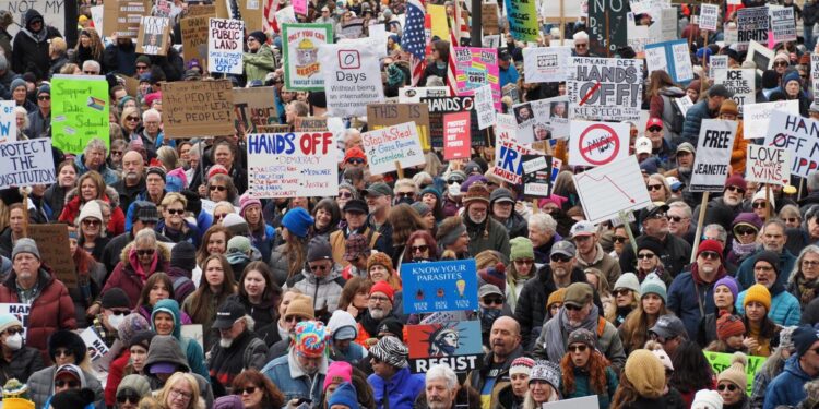 Hands Off! Americans Nationwide Rally Against Trump and Musk
